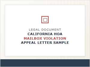 California Hoa Mailbox Violation Appeal Letter Sample