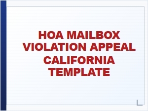 Hoa Mailbox Violation Appeal Letter Template California