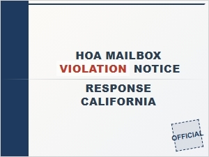 Hoa Mailbox Violation Notice Response California