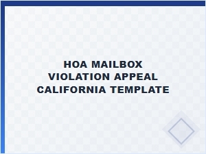 Hoa Mailbox Violation Appeal Template California