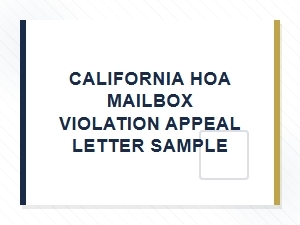 California Hoa Mailbox Violation Appeal Letter Sample