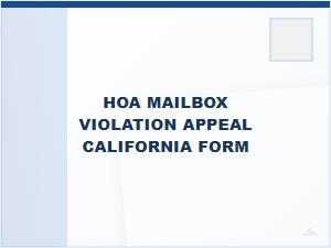 Hoa Mailbox Violation Appeal Form California