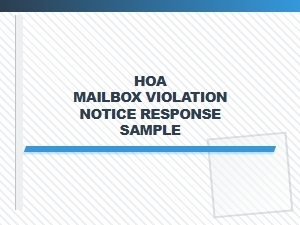 Hoa Mailbox Violation Notice Response Sample